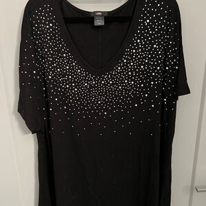 Lee Black Tee with Shimmering Silver Dots